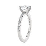 Round Lab Grown Diamond Side Stone Engagement Ring
