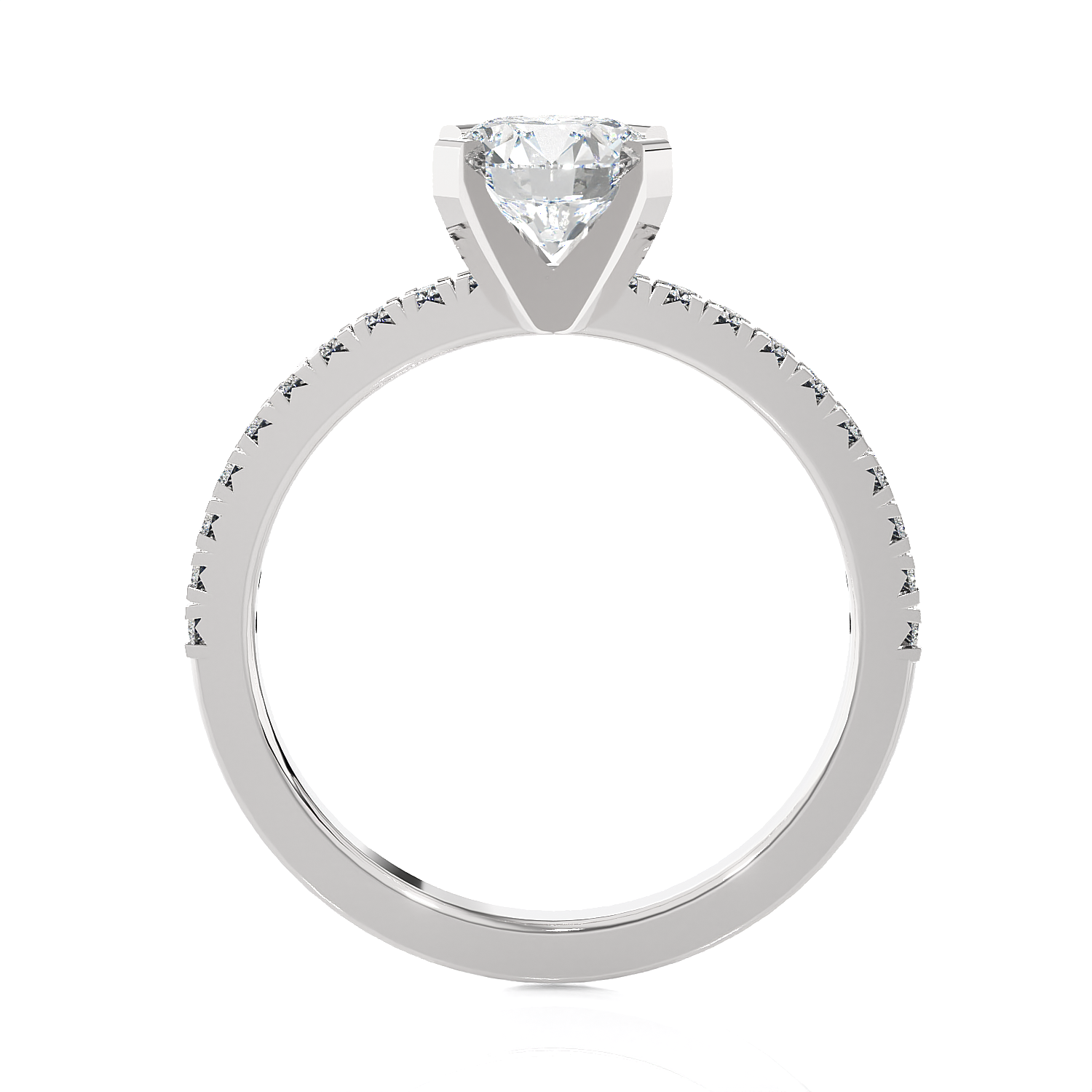 Round Lab Grown Diamond Side Stone Engagement Ring