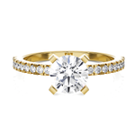 Round Lab Grown Diamond Side Stone Engagement Ring