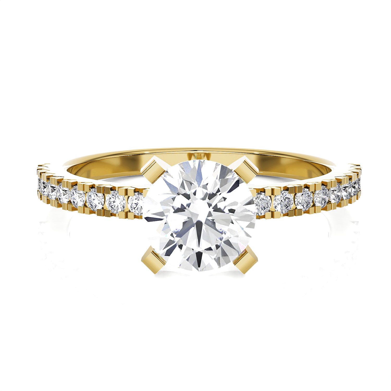 Round Lab Grown Diamond Side Stone Engagement Ring