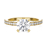Round Lab Grown Diamond Side Stone Engagement Ring