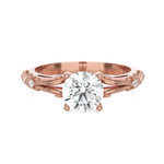 Round Lab Grown Diamond Side Stone Engagement Ring