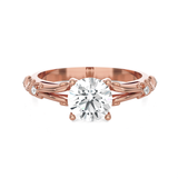 Round Lab Grown Diamond Side Stone Engagement Ring