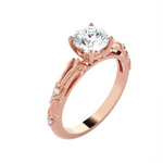 Round Lab Grown Diamond Side Stone Engagement Ring