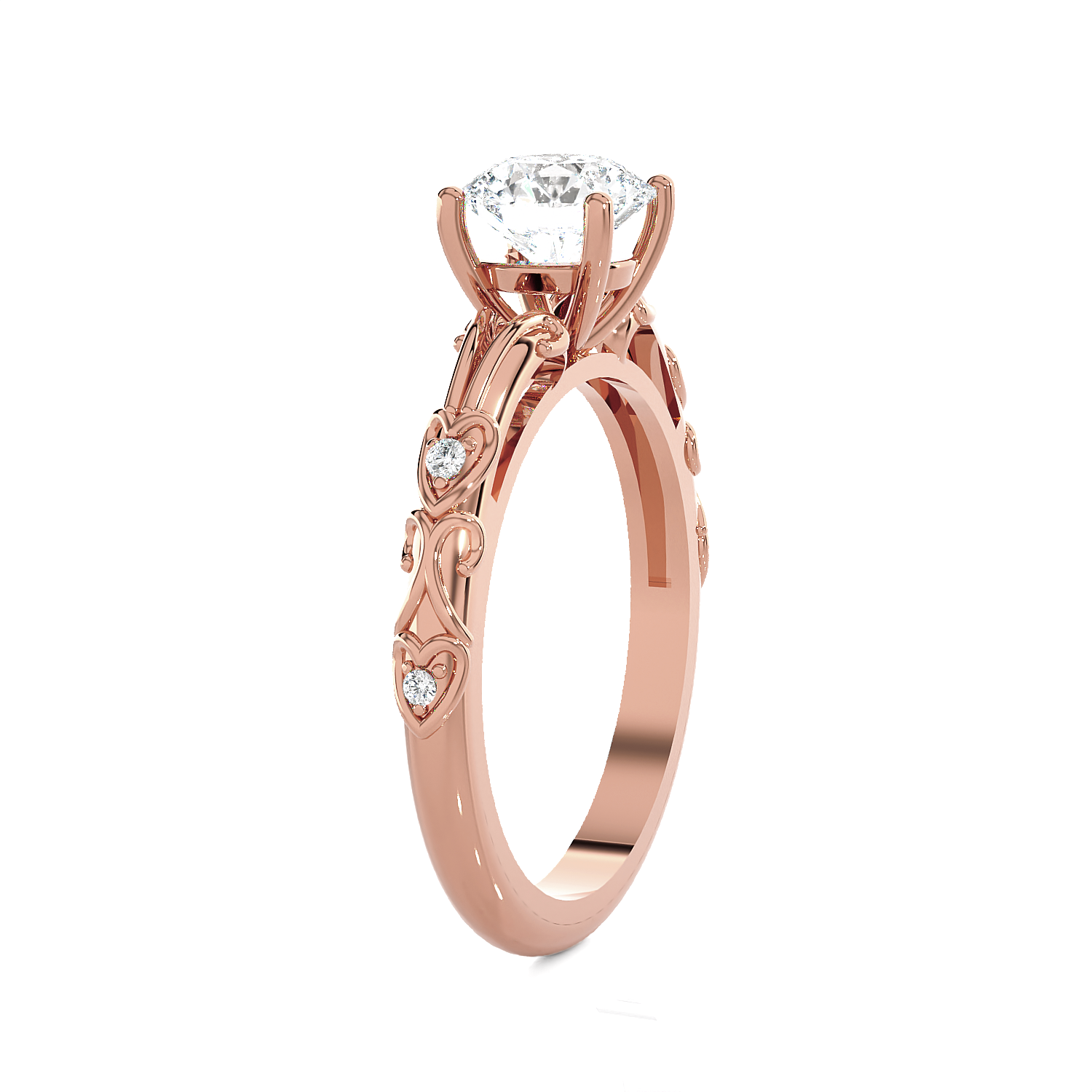 Round Lab Grown Diamond Side Stone Engagement Ring