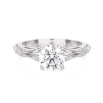 Round Lab Grown Diamond Side Stone Engagement Ring