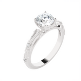 Round Lab Grown Diamond Side Stone Engagement Ring