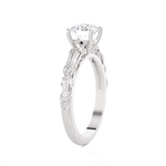 Round Lab Grown Diamond Side Stone Engagement Ring