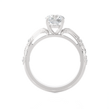 Round Lab Grown Diamond Side Stone Engagement Ring
