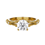 Round Lab Grown Diamond Side Stone Engagement Ring