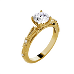 Round Lab Grown Diamond Side Stone Engagement Ring
