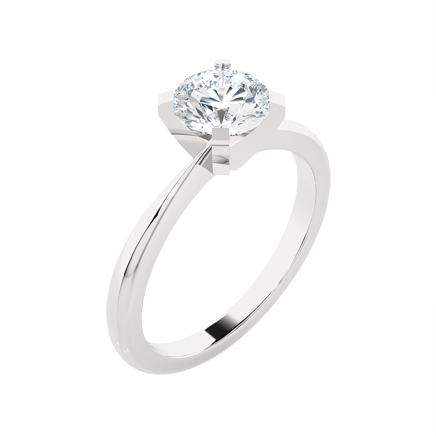 Round Lab Grown Diamond Solitaire Engagement Ring
