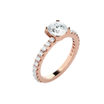 Round Lab Grown Diamond Side Stone Engagement Ring