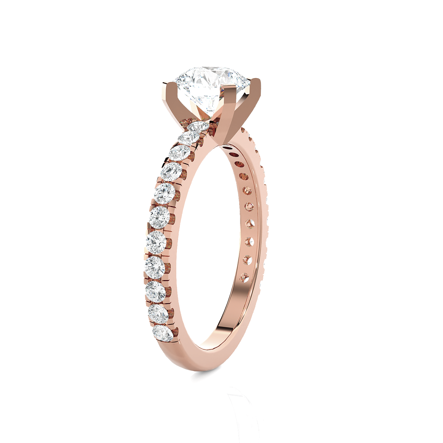 Round Lab Grown Diamond Side Stone Engagement Ring
