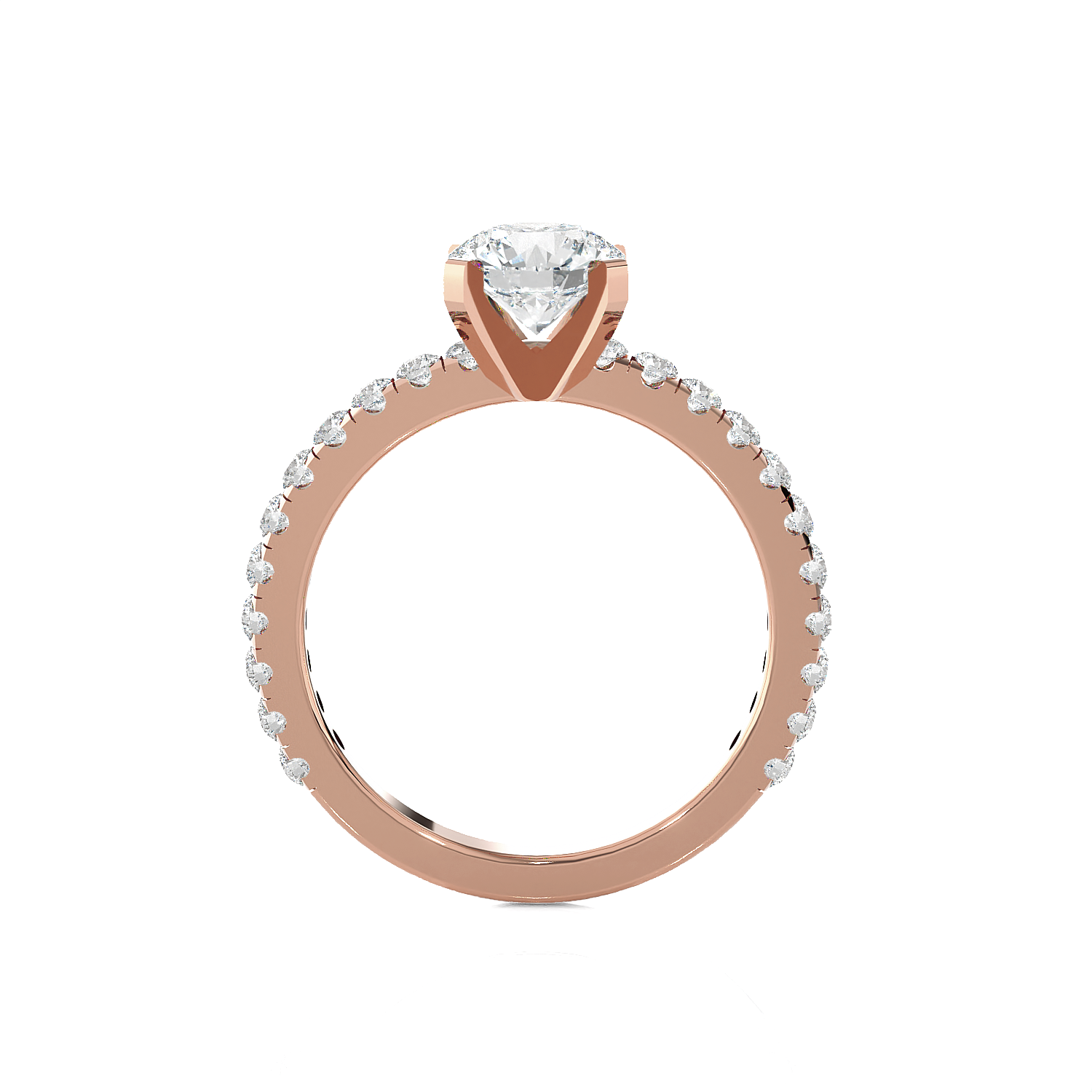 Round Lab Grown Diamond Side Stone Engagement Ring