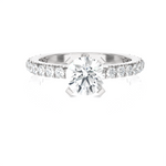 Round Lab Grown Diamond Side Stone Engagement Ring