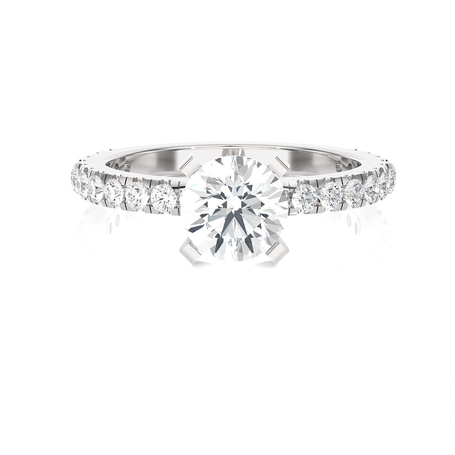 Round Lab Grown Diamond Side Stone Engagement Ring