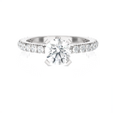 Round Lab Grown Diamond Side Stone Engagement Ring