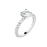 Round Lab Grown Diamond Side Stone Engagement Ring