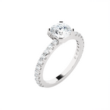 Round Lab Grown Diamond Side Stone Engagement Ring