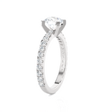 Round Lab Grown Diamond Side Stone Engagement Ring