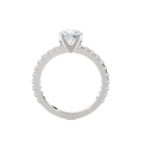 Round Lab Grown Diamond Side Stone Engagement Ring