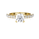 Round Lab Grown Diamond Side Stone Engagement Ring