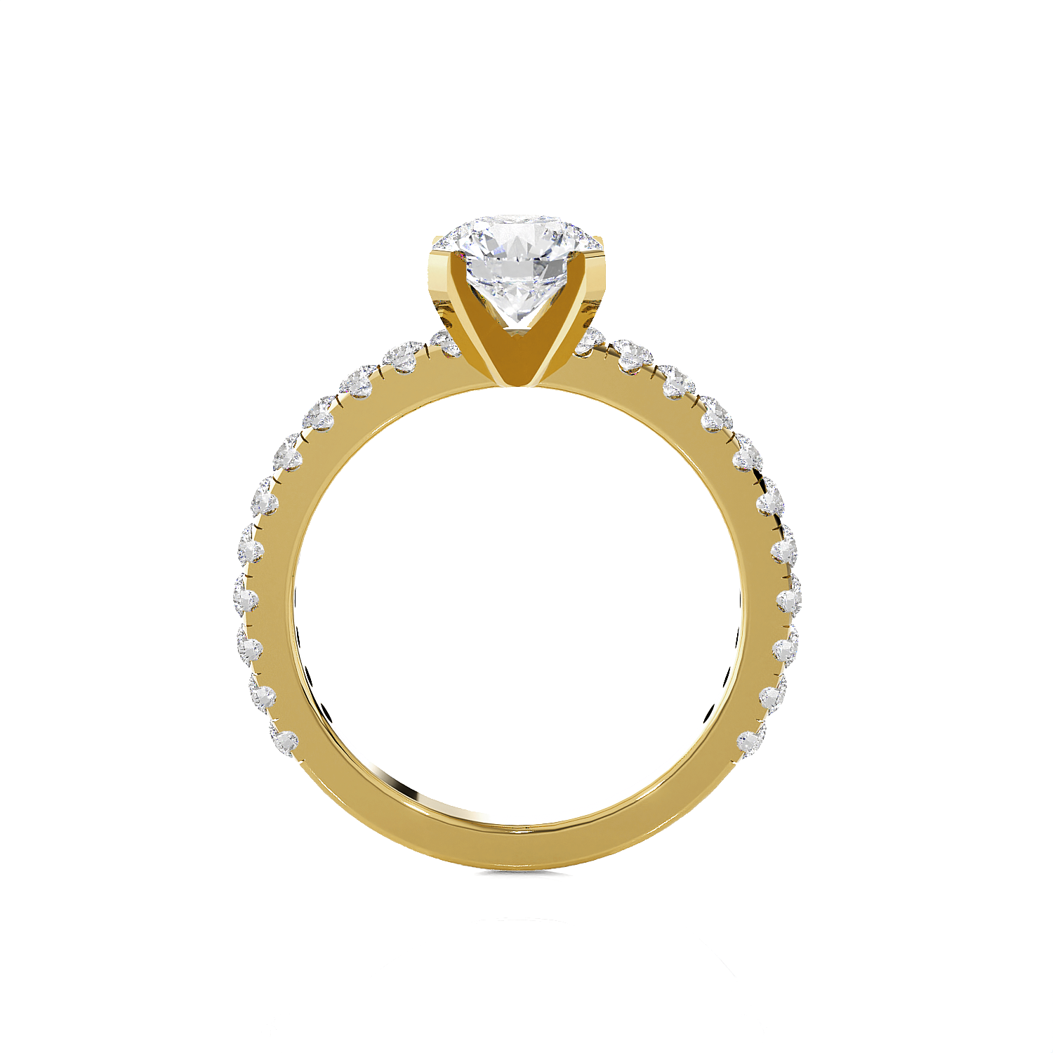 Round Lab Grown Diamond Side Stone Engagement Ring