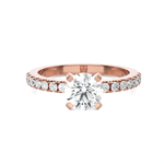 Round Lab Grown Diamond Side Stone Engagement Ring