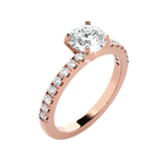 Round Lab Grown Diamond Side Stone Engagement Ring
