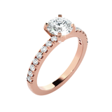 Round Lab Grown Diamond Side Stone Engagement Ring