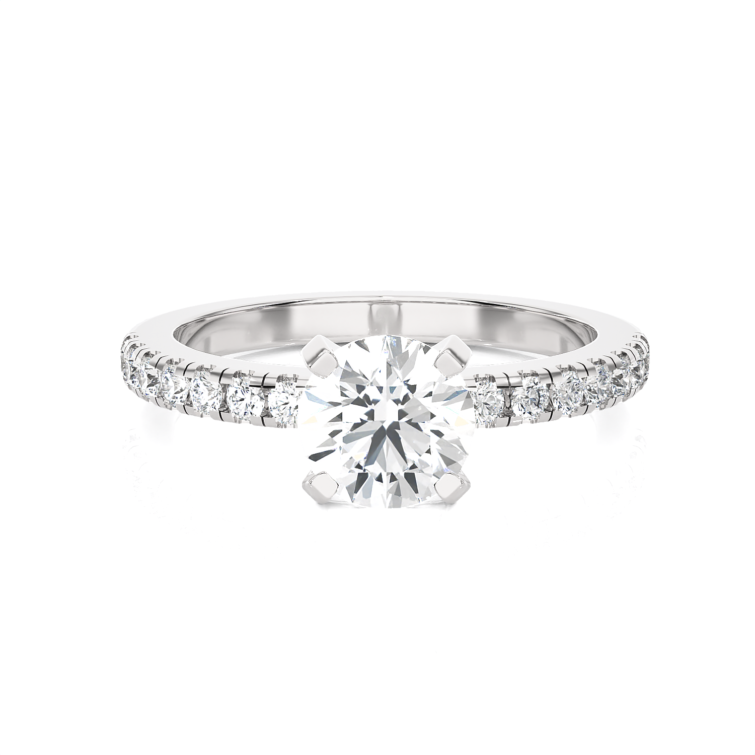 Round Lab Grown Diamond Side Stone Engagement Ring