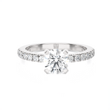 Round Lab Grown Diamond Side Stone Engagement Ring