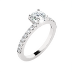 Round Lab Grown Diamond Side Stone Engagement Ring