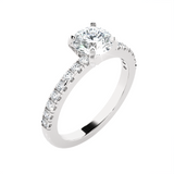 Round Lab Grown Diamond Side Stone Engagement Ring
