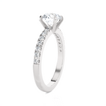 Round Lab Grown Diamond Side Stone Engagement Ring