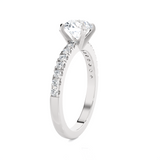 Round Lab Grown Diamond Side Stone Engagement Ring