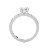 Round Lab Grown Diamond Side Stone Engagement Ring