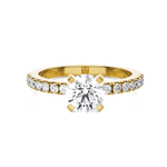 Round Lab Grown Diamond Side Stone Engagement Ring