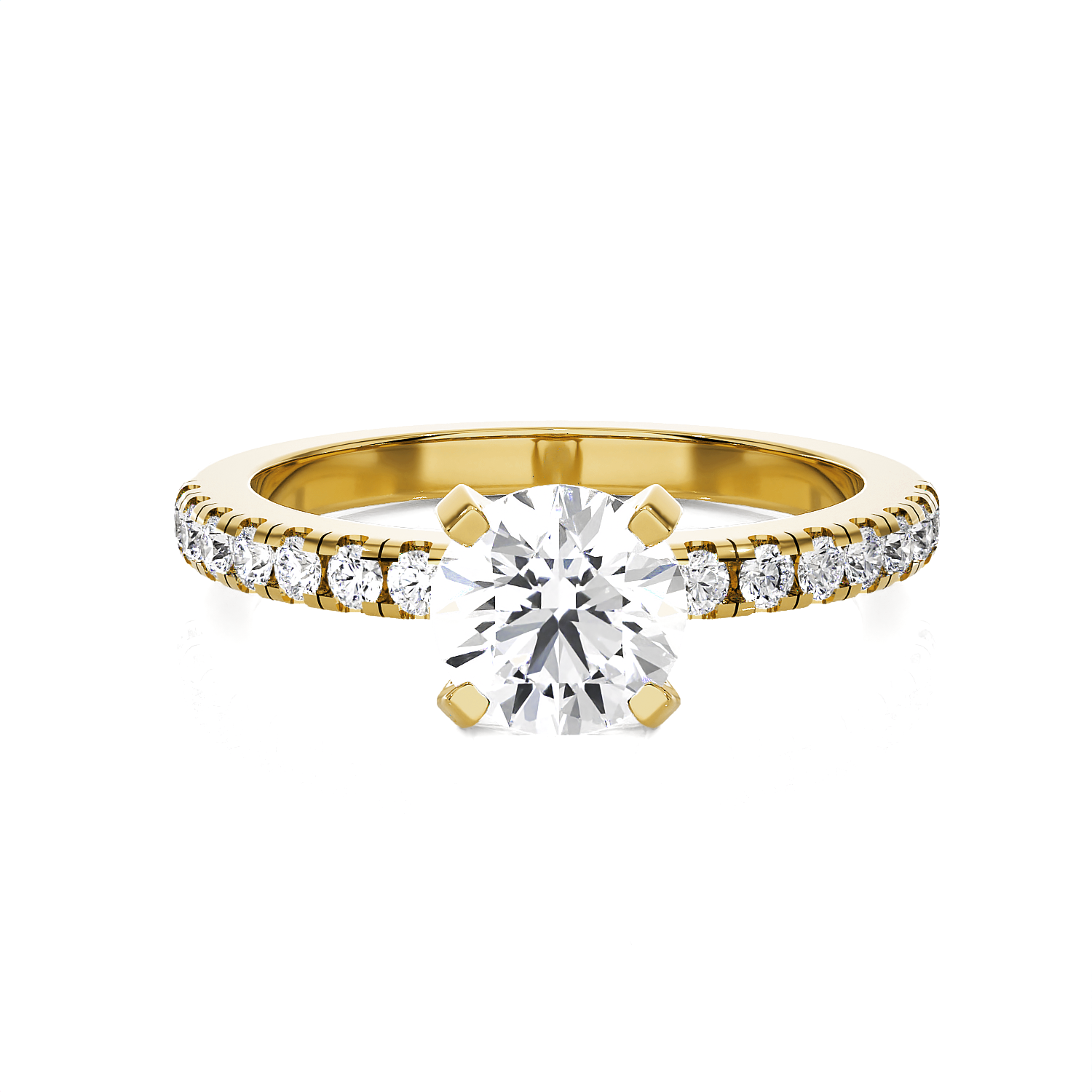 Round Lab Grown Diamond Side Stone Engagement Ring