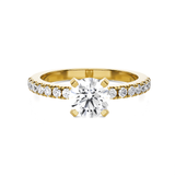 Round Lab Grown Diamond Side Stone Engagement Ring