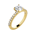Round Lab Grown Diamond Side Stone Engagement Ring