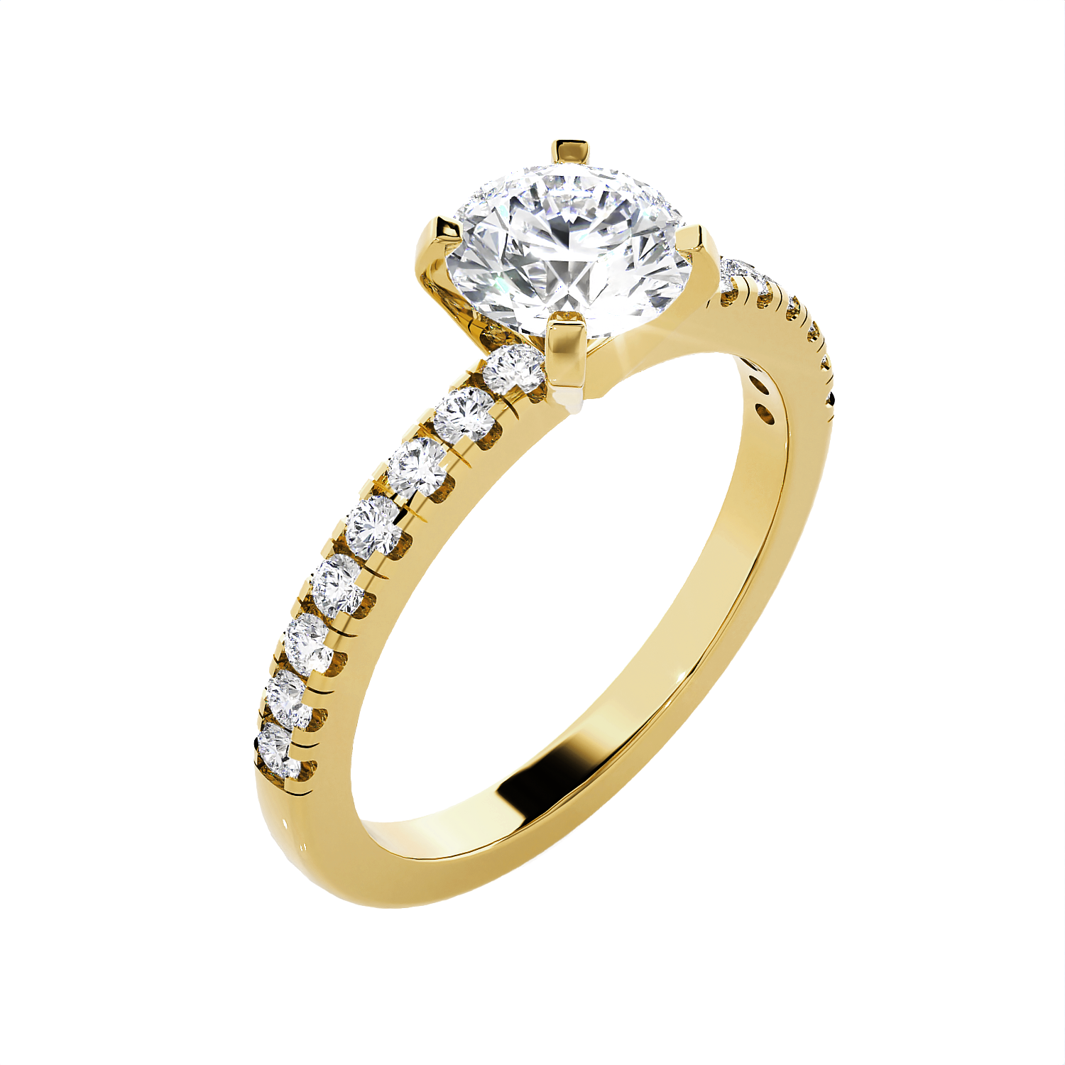 Round Lab Grown Diamond Side Stone Engagement Ring