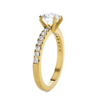 Round Lab Grown Diamond Side Stone Engagement Ring