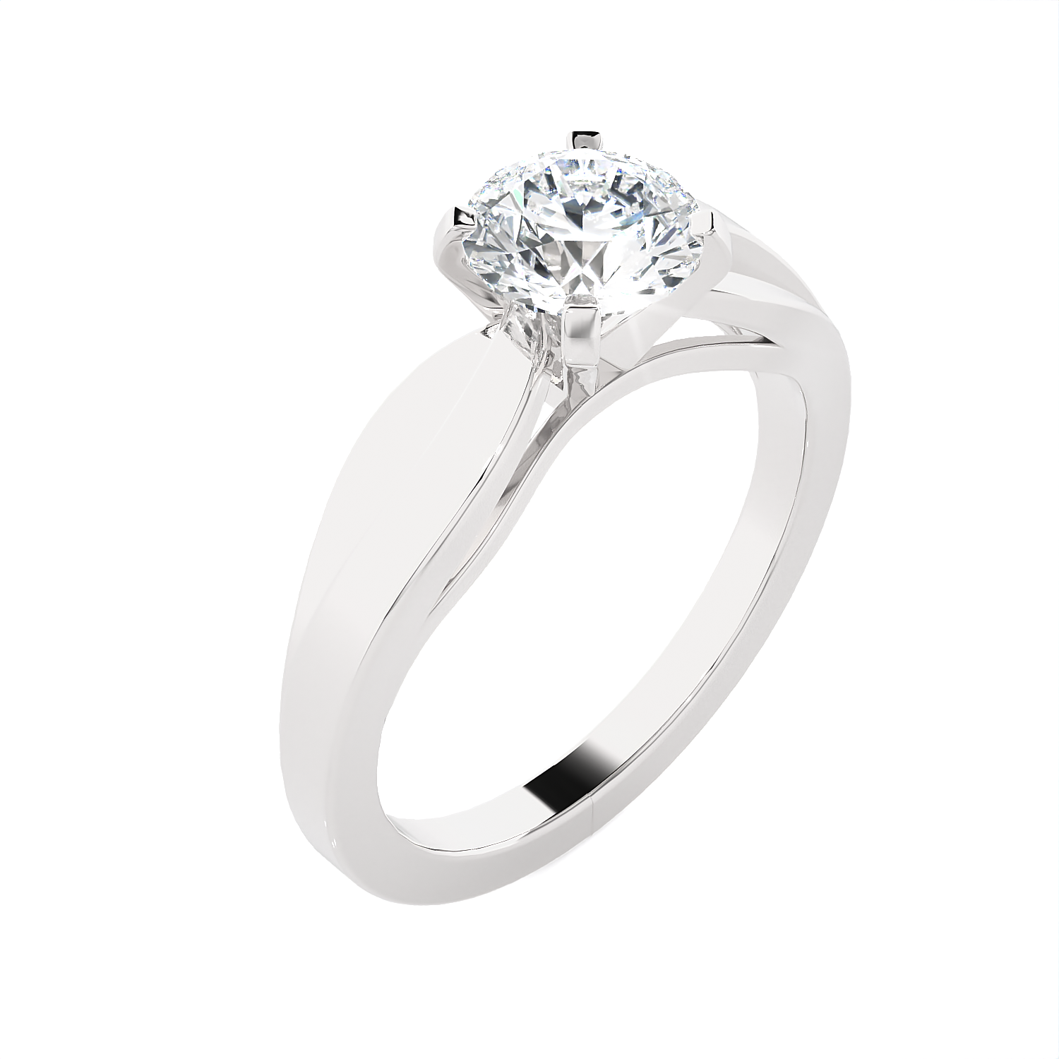 Round Lab Grown Diamond Solitaire Engagement Ring