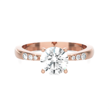 Round Lab Grown Diamond Side Stone Engagement Ring