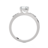Round Lab Grown Diamond Side Stone Engagement Ring