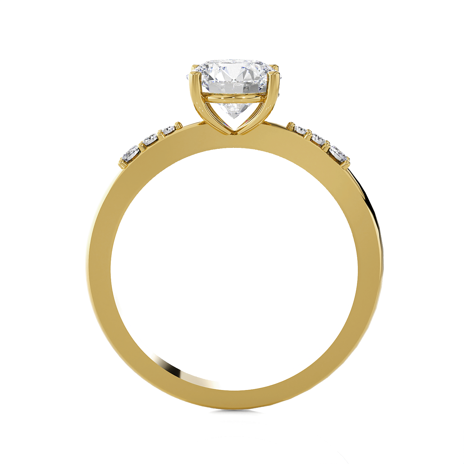 Round Lab Grown Diamond Side Stone Engagement Ring