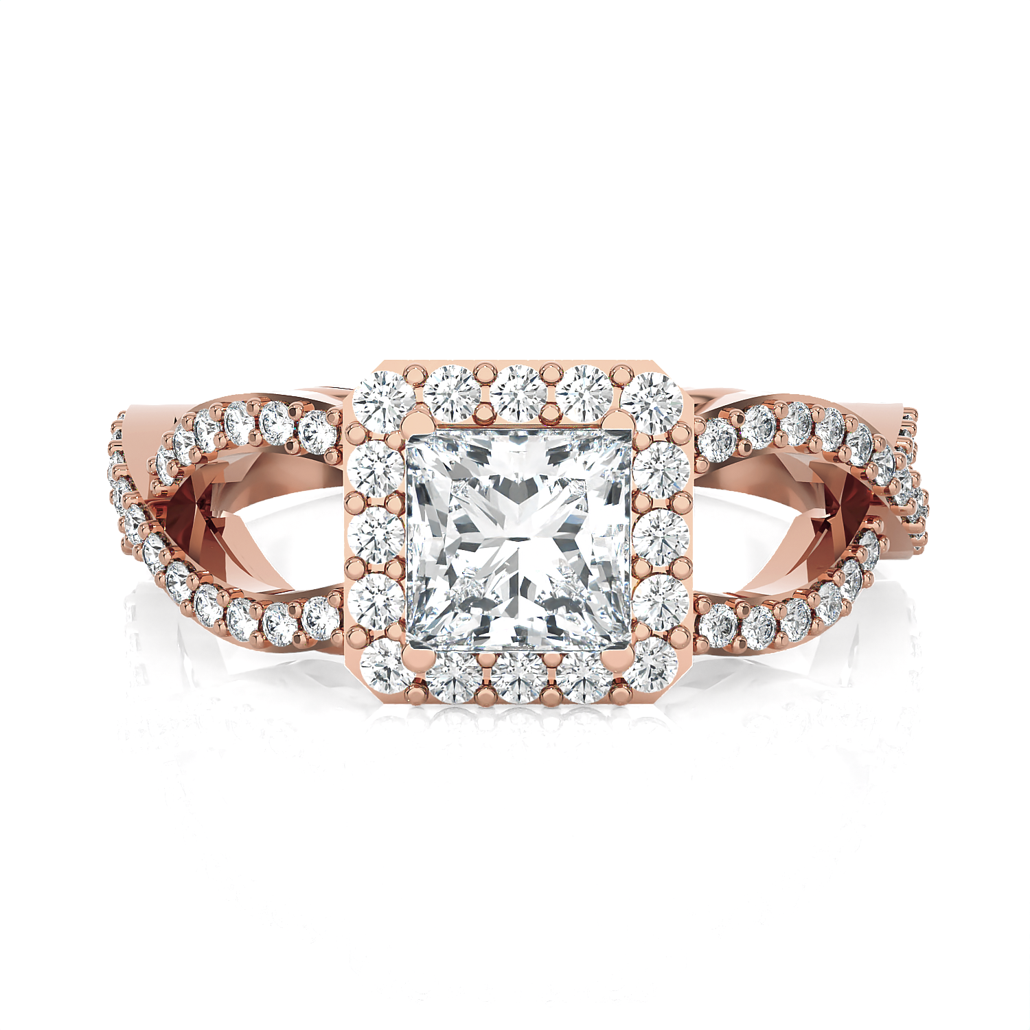 Princess-Cut Lab Grown Diamond Side Stone Engagement Ring