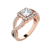 Princess-Cut Lab Grown Diamond Side Stone Engagement Ring